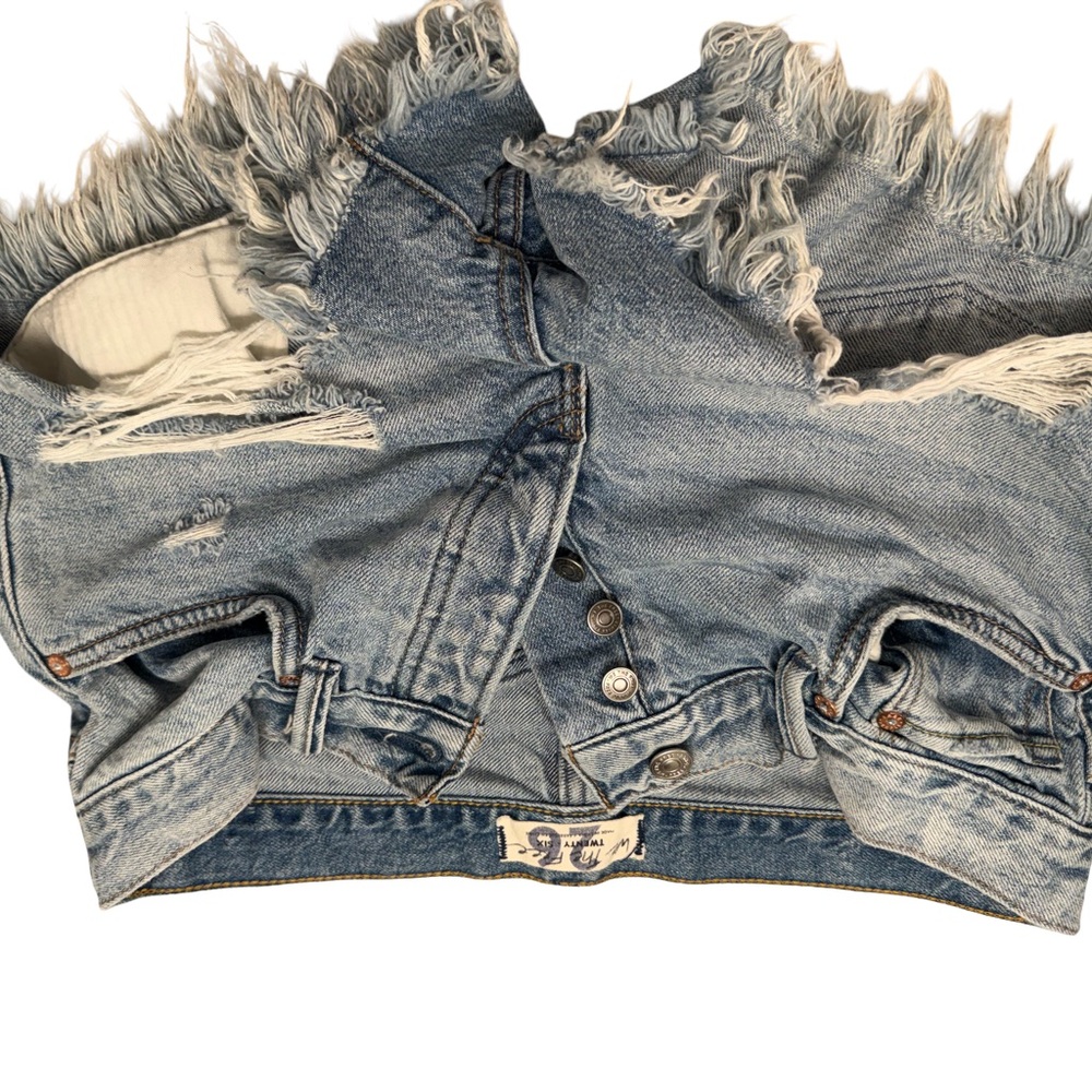 Free People Light Blue Distressed Jean Shorts - Picture 4 of 6
